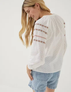 FatFace Tally Embroidered Blouse White Online