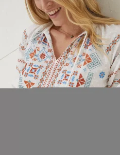FatFace Tally Embroidered Blouse White Online