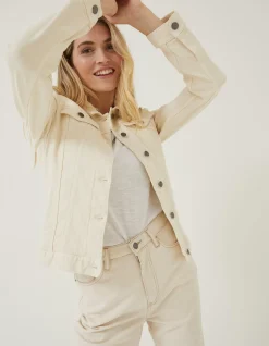 FatFace Tasha Denim Jacket Ecru Outlet