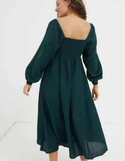 FatFace Tessa Midi Dress Dark Teal Green Hot