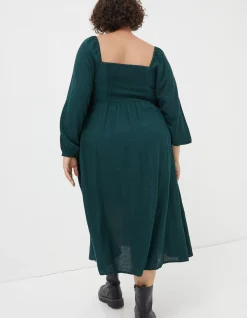 FatFace Tessa Midi Dress Dark Teal Green Hot