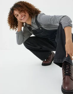FatFace Tetbury Wide Leg Dungarees Black