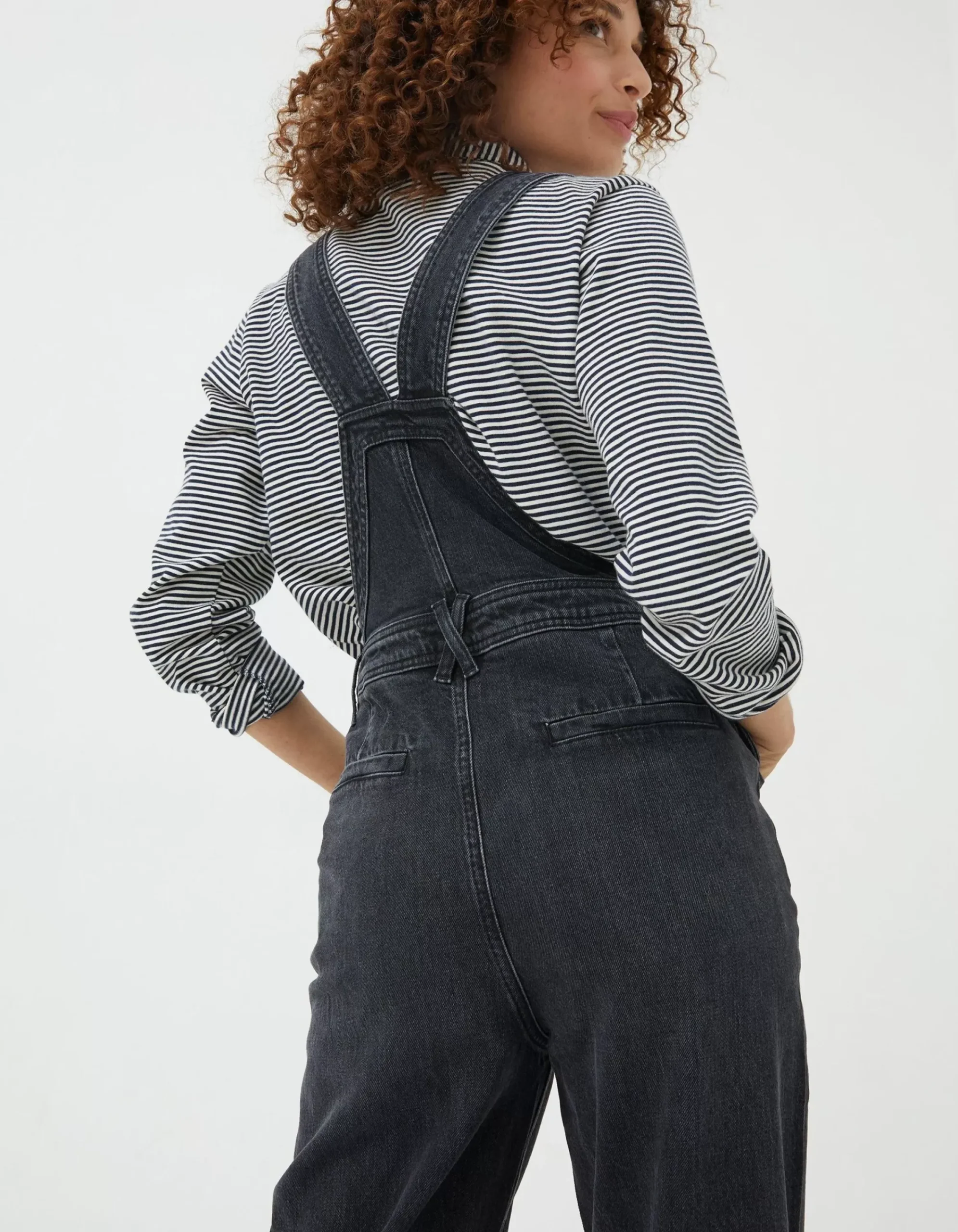 FatFace Tetbury Wide Leg Dungarees Black