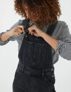 FatFace Tetbury Wide Leg Dungarees Black