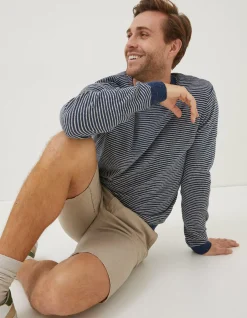 FatFace Textured Stripe Crew Dark Blue Sale