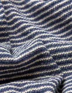 FatFace Textured Stripe Crew Dark Blue Sale