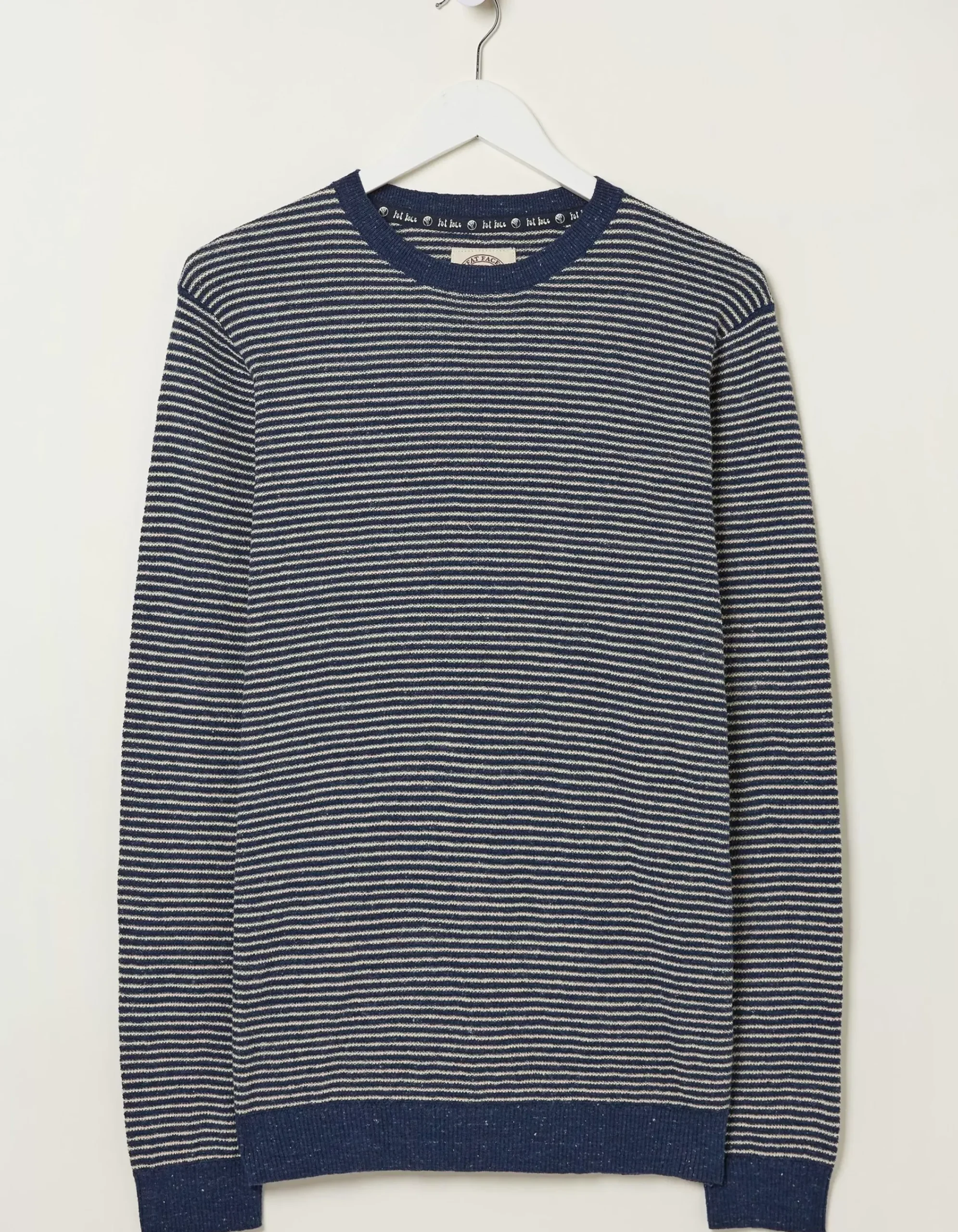FatFace Textured Stripe Crew Dark Blue Sale