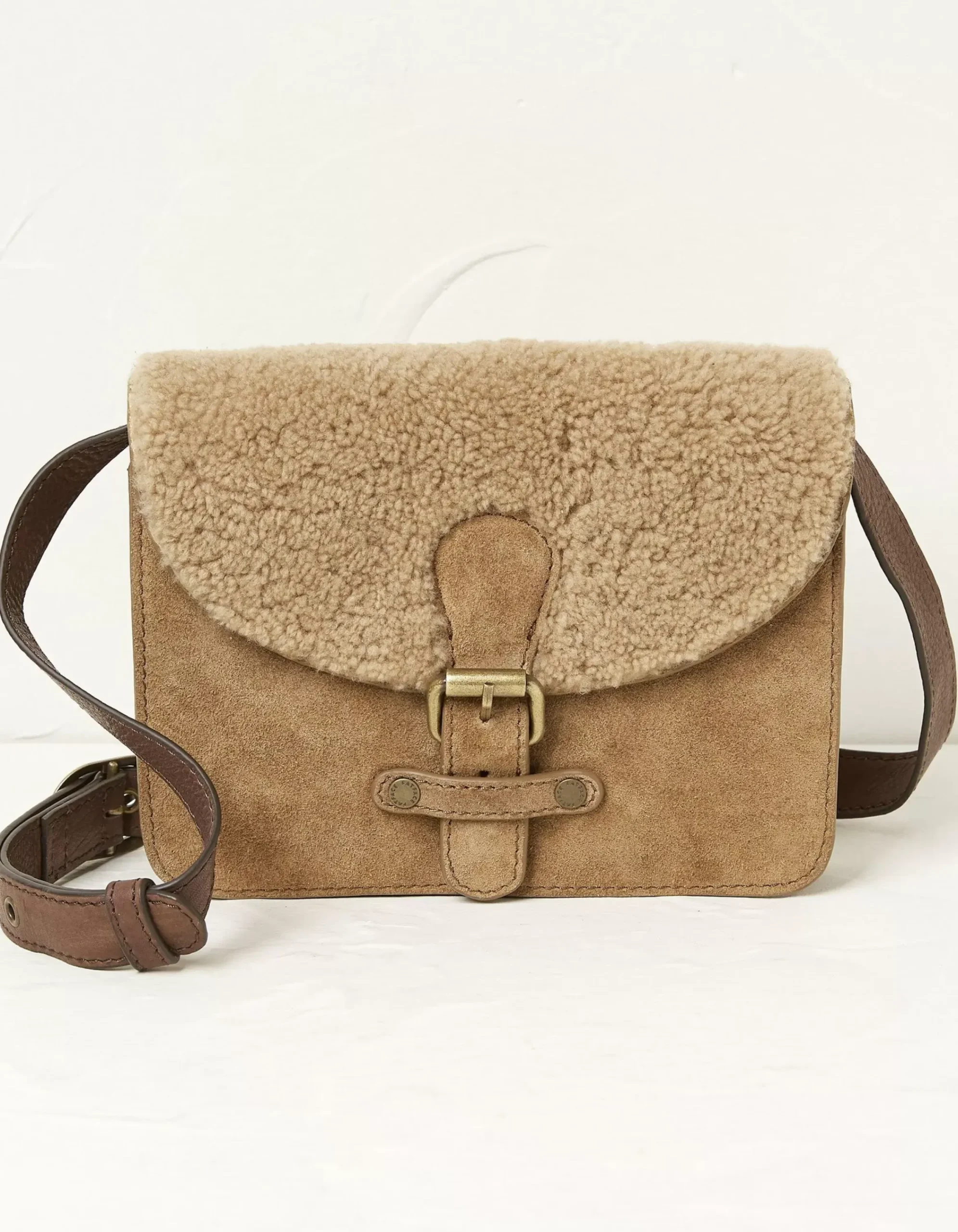 FatFace The Avery Shearling Crossbody Bag Natural Online
