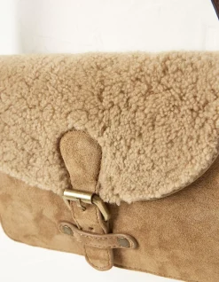 FatFace The Avery Shearling Crossbody Bag Natural Online