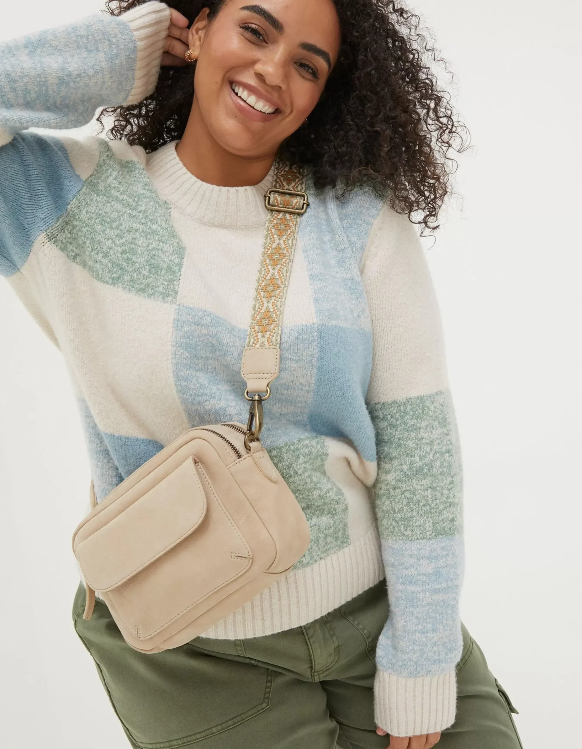 FatFace The Oslo Camera Bag Ornate Strap Stone Discount