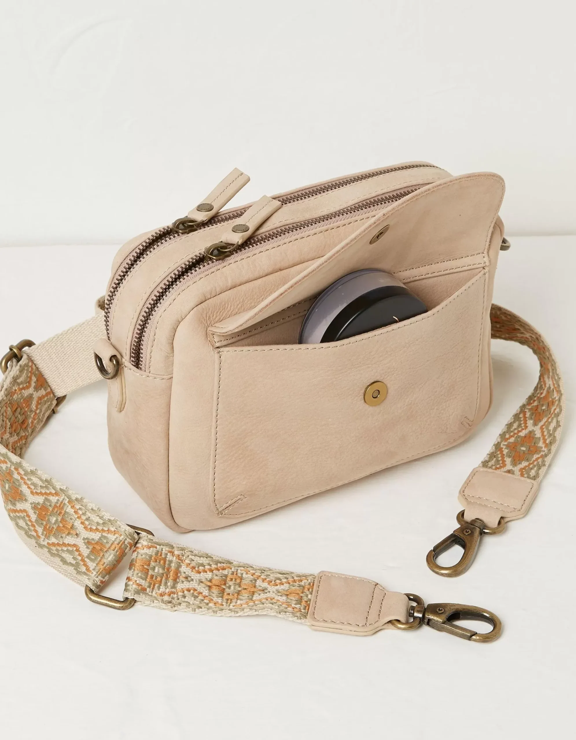 FatFace The Oslo Camera Bag Ornate Strap Stone Discount