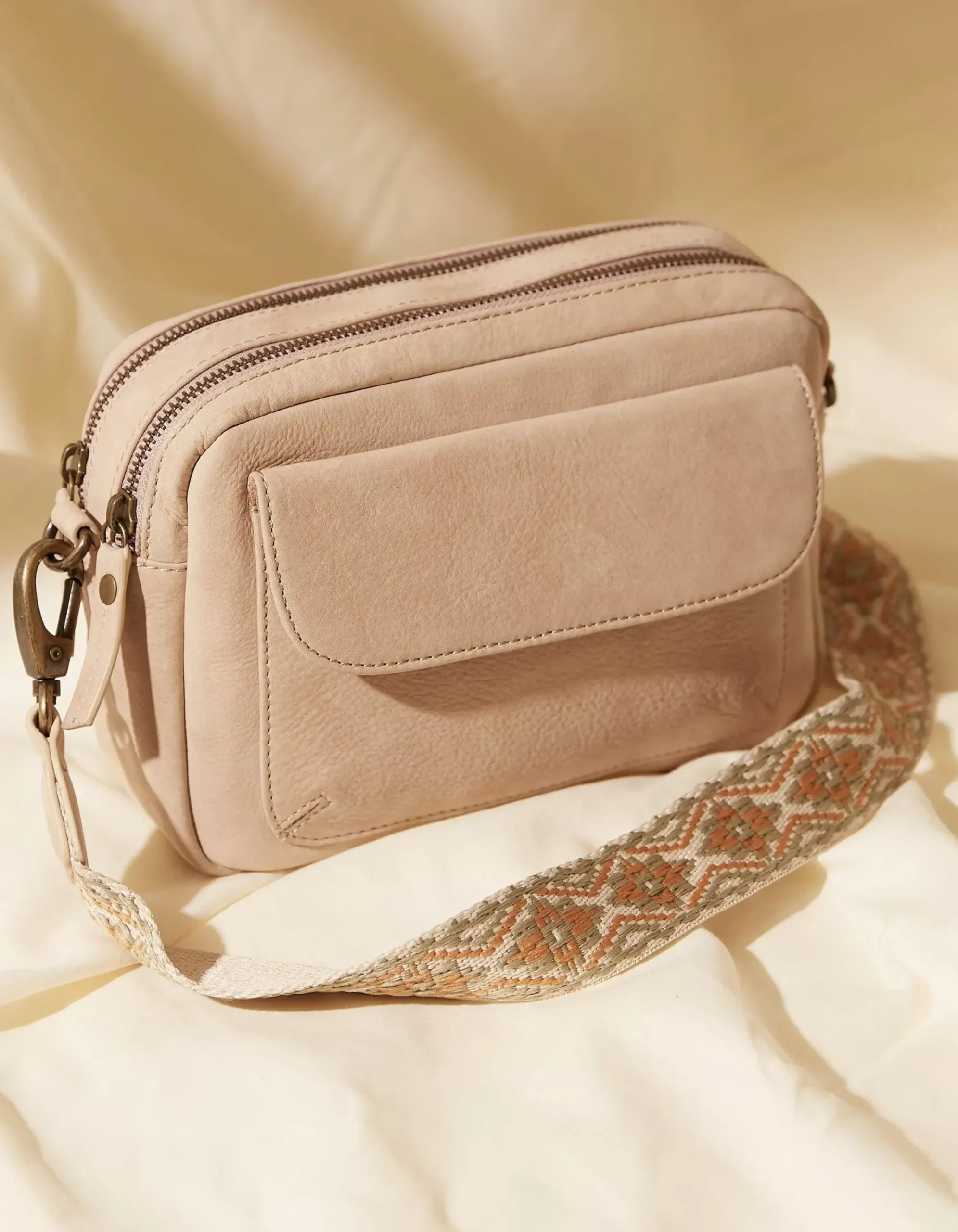 FatFace The Oslo Camera Bag Ornate Strap Stone Discount