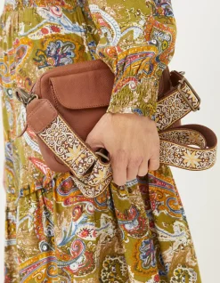 FatFace The Oslo Camera Bag Ornate Strap Tan Clearance