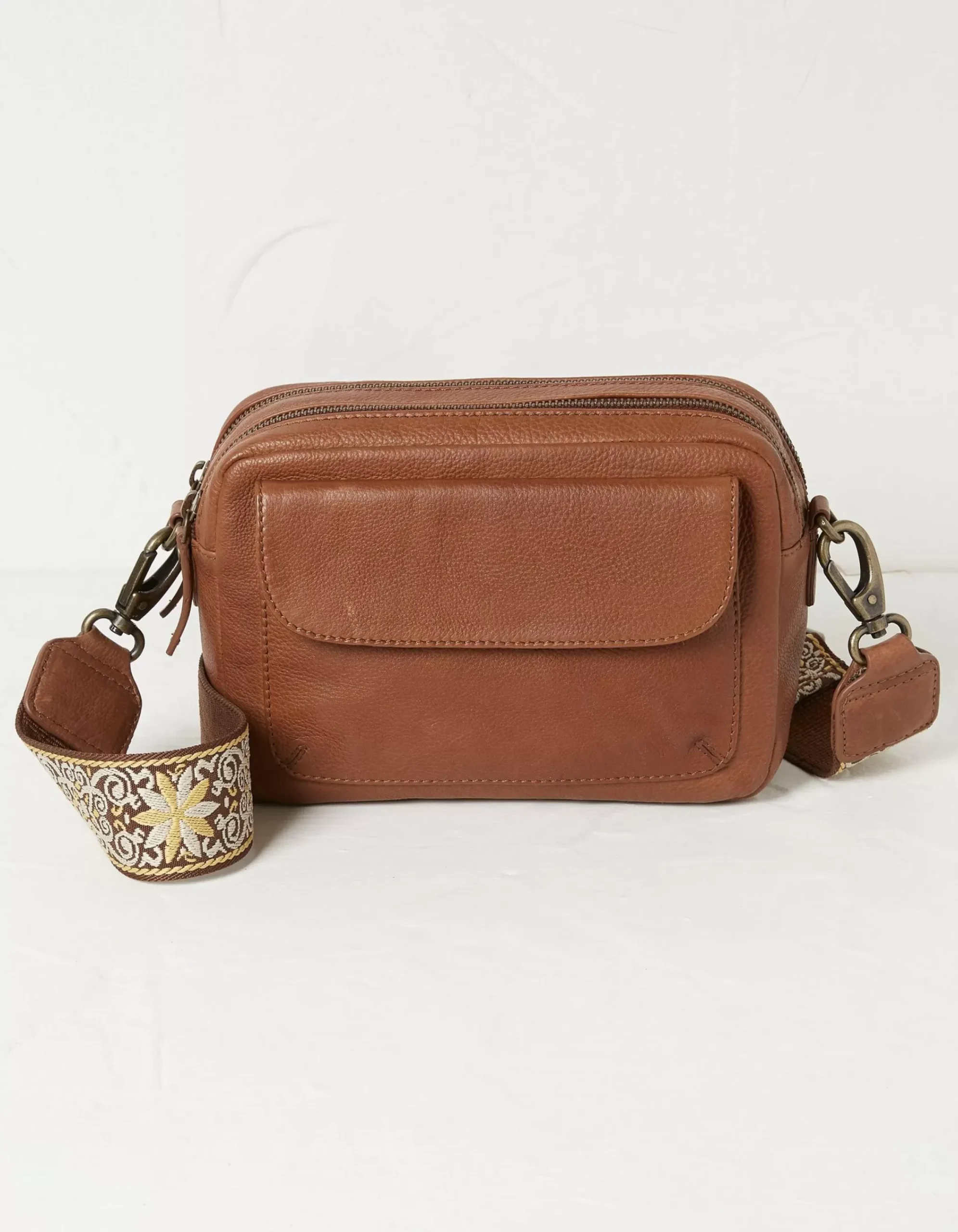 FatFace The Oslo Camera Bag Ornate Strap Tan Clearance