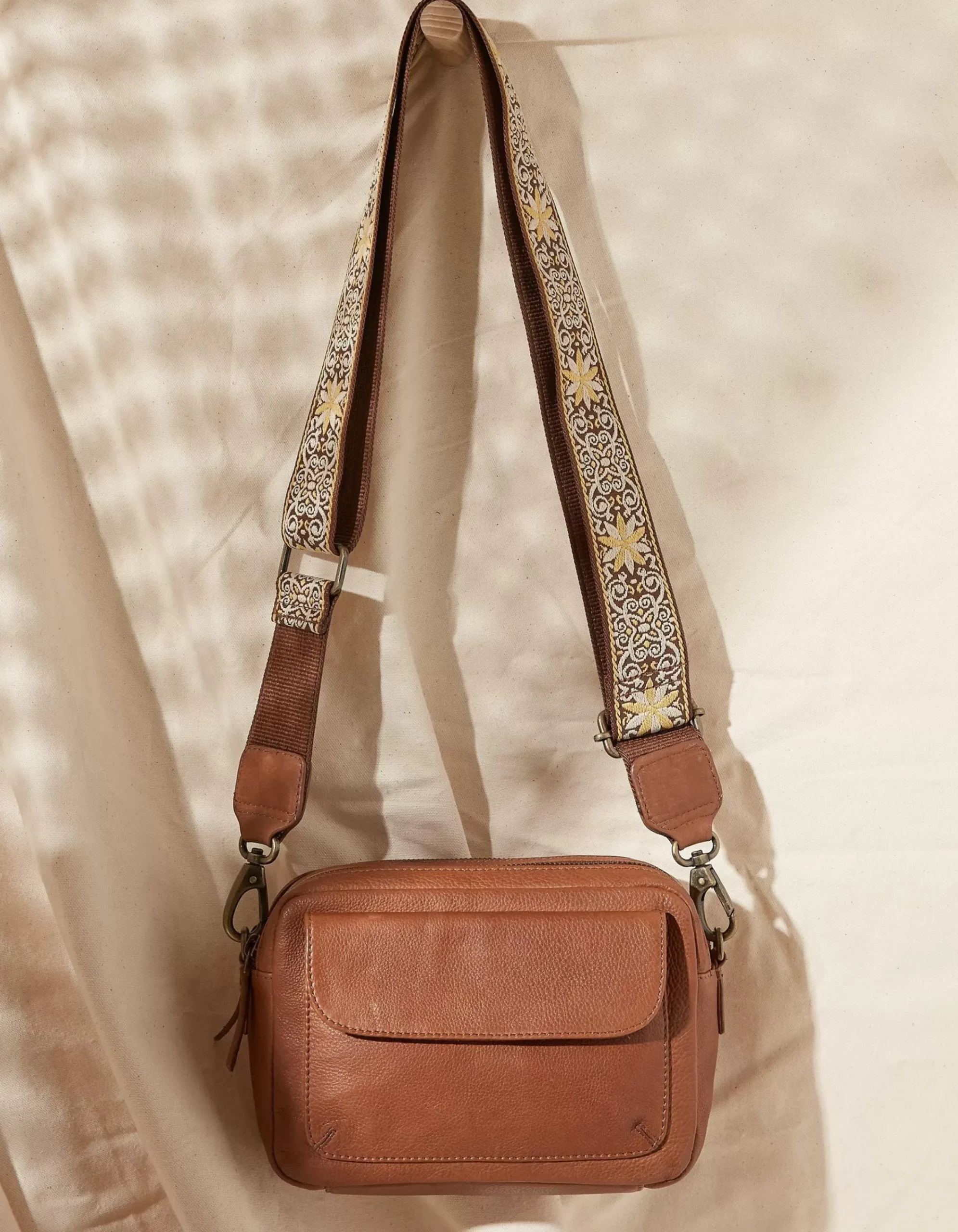 FatFace The Oslo Camera Bag Ornate Strap Tan Clearance