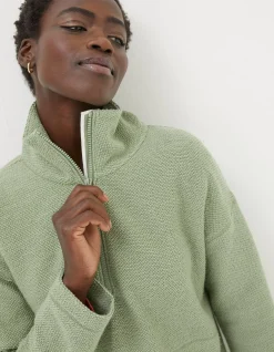 FatFace Thea Half Neck Sweatshirt Sage Green Outlet