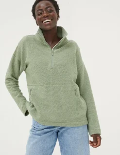 FatFace Thea Half Neck Sweatshirt Sage Green Outlet