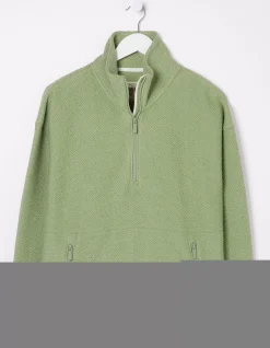 FatFace Thea Half Neck Sweatshirt Sage Green Outlet