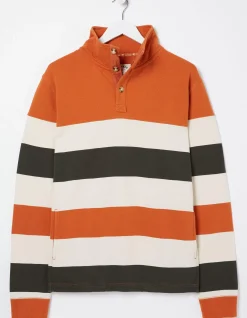 FatFace Thorpe Rugby Stripe Half Neck Orange Best