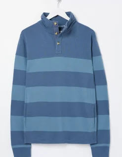 FatFace Thorpe Rugby Stripe Half Neck Blue Clearance