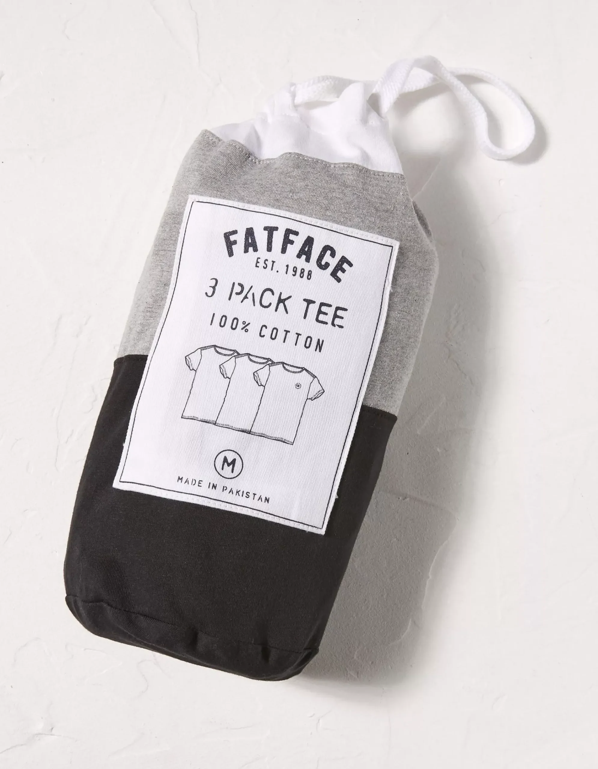 FatFace Three Pack Crew Neck T-Shirts Charcoal Grey Clearance