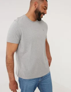 FatFace Three Pack Crew Neck T-Shirts Charcoal Grey Clearance