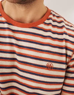 FatFace Three Pack Stripe T-Shirts Rust Red New