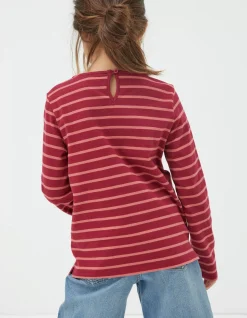 FatFace Three Pack Stripe T-Shirts Berry Pink