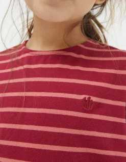 FatFace Three Pack Stripe T-Shirts Berry Pink
