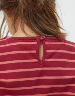 FatFace Three Pack Stripe T-Shirts Berry Pink