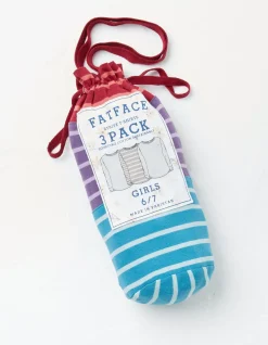 FatFace Three Pack Stripe T-Shirts Berry Pink