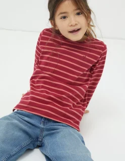 FatFace Three Pack Stripe T-Shirts Berry Pink