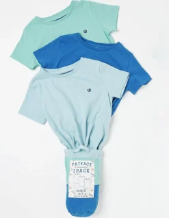 FatFace Three-Pack Short Sleeve T-Shirts Navy Marl Sale
