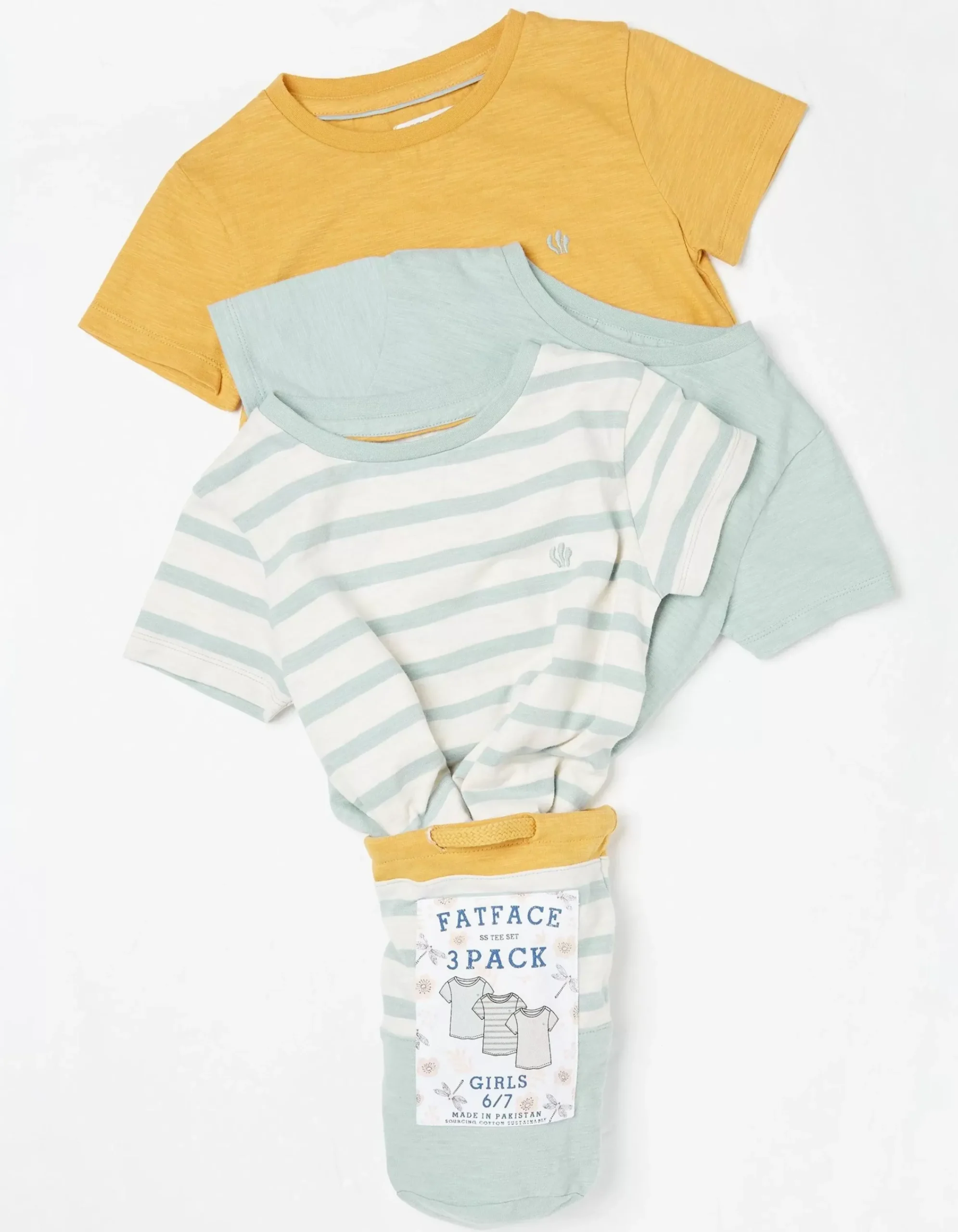 FatFace Three-Pack Short Sleeve T-Shirts Golden Yellow Sale
