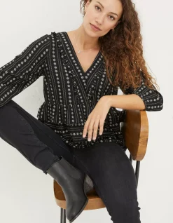 FatFace Tibby Frill Floral Blouse Black Best