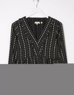 FatFace Tibby Frill Floral Blouse Black Best