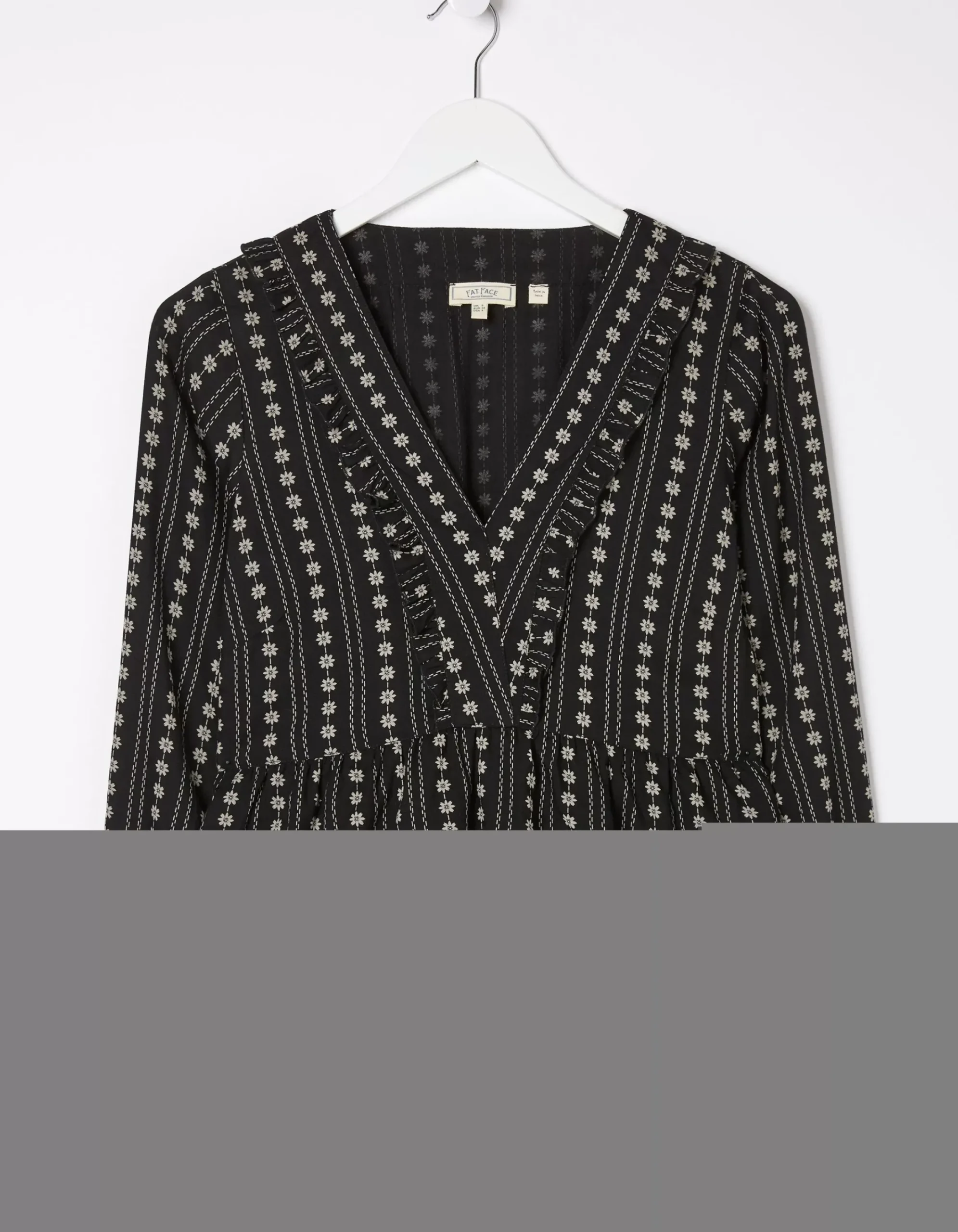 FatFace Tibby Frill Floral Blouse Black Best