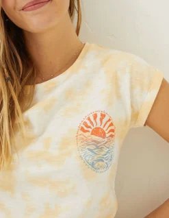 FatFace Tie Dye Happiness T-Shirt Ivory