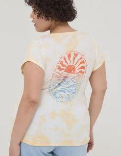 FatFace Tie Dye Happiness T-Shirt Ivory