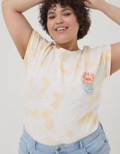 FatFace Tie Dye Happiness T-Shirt Ivory
