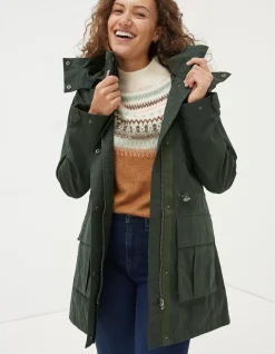 FatFace Tiegan Waterproof Coat Green New