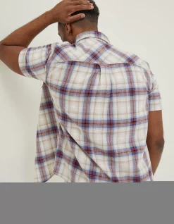 FatFace Tilbury Ombre Check Shirt Berry Pink Sale