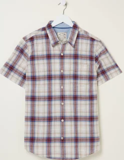 FatFace Tilbury Ombre Check Shirt Berry Pink Sale