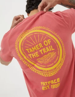 FatFace Trail Tamer T-Shirt Coral Pink Outlet
