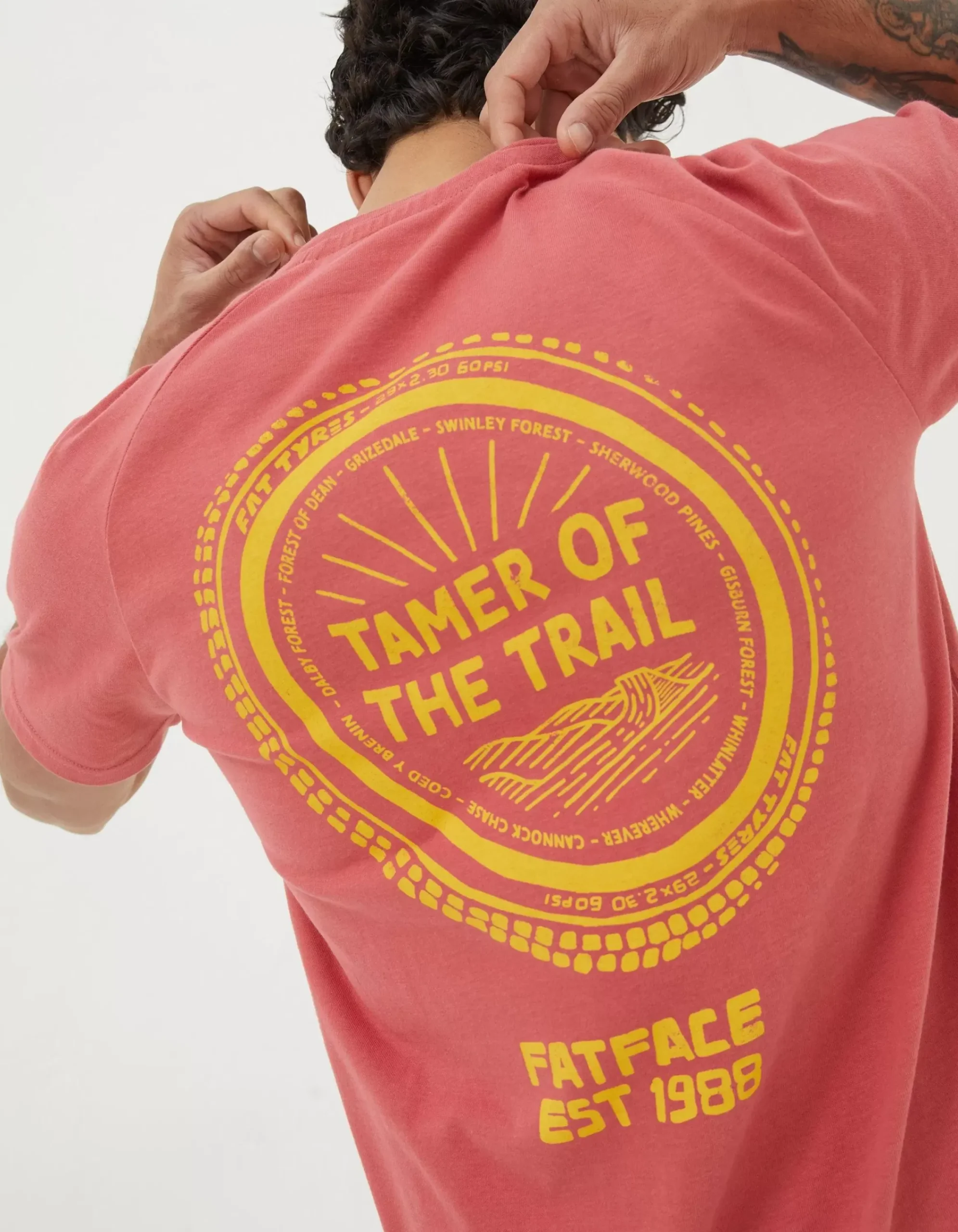 FatFace Trail Tamer T-Shirt Coral Pink Outlet