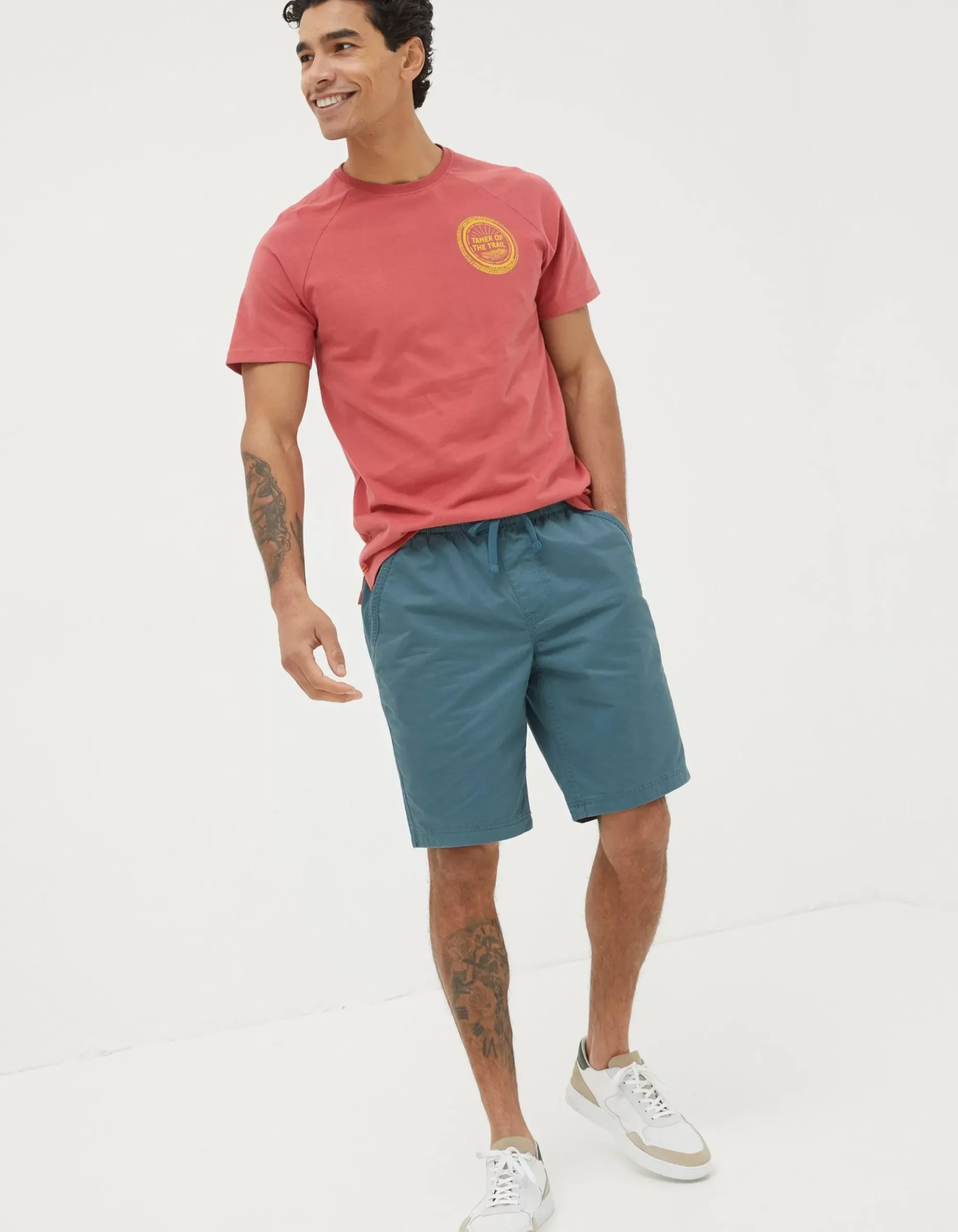 FatFace Trail Tamer T-Shirt Coral Pink Outlet