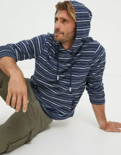 FatFace Trescoe Fine Stripe Hoodie Navy Hot