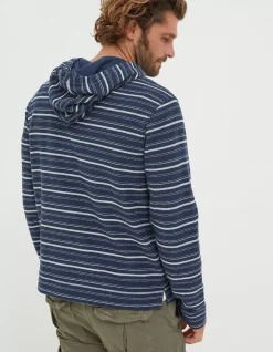 FatFace Trescoe Fine Stripe Hoodie Navy Hot