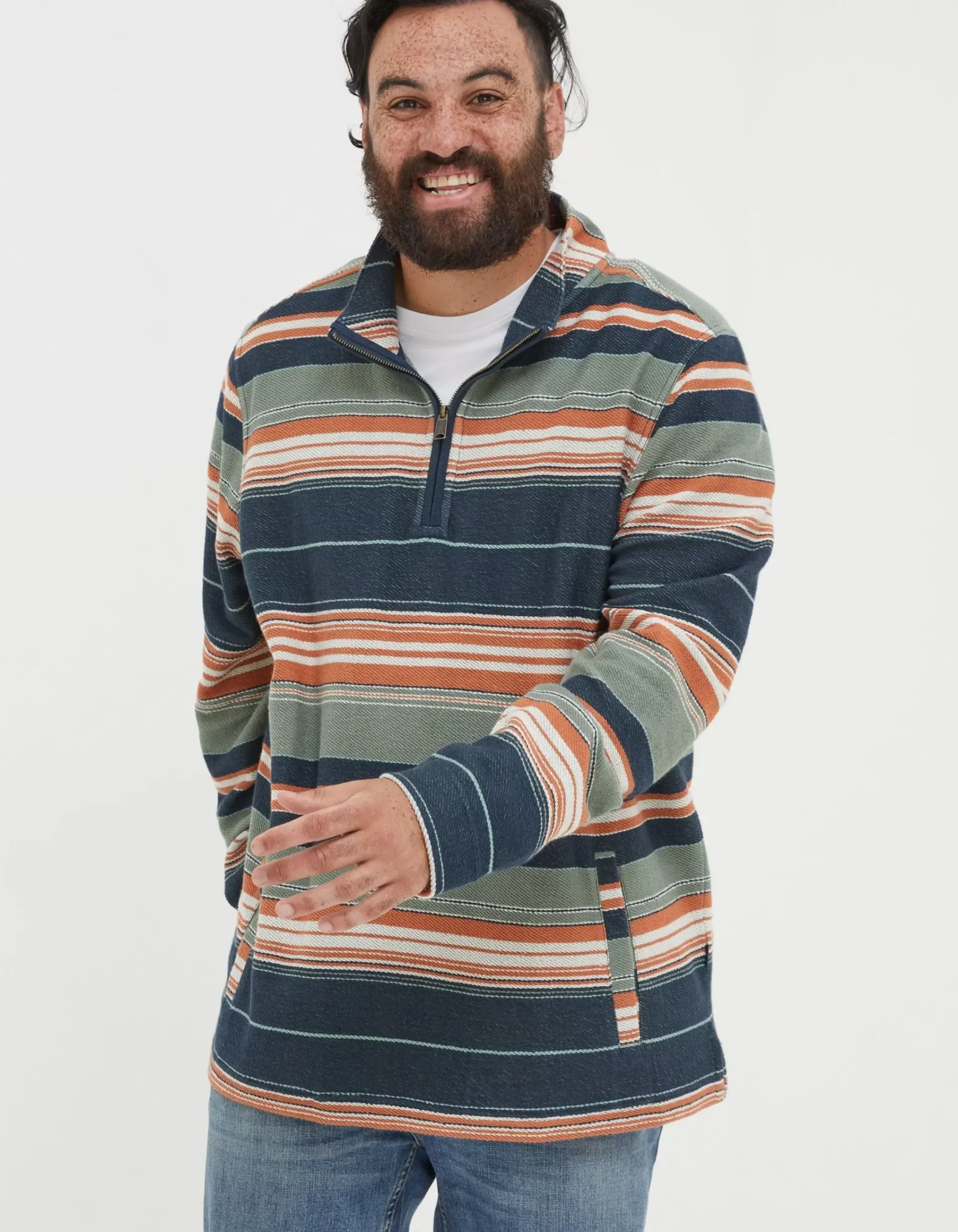 FatFace Trescowe Half Neck Sweatshirt Green Haze
