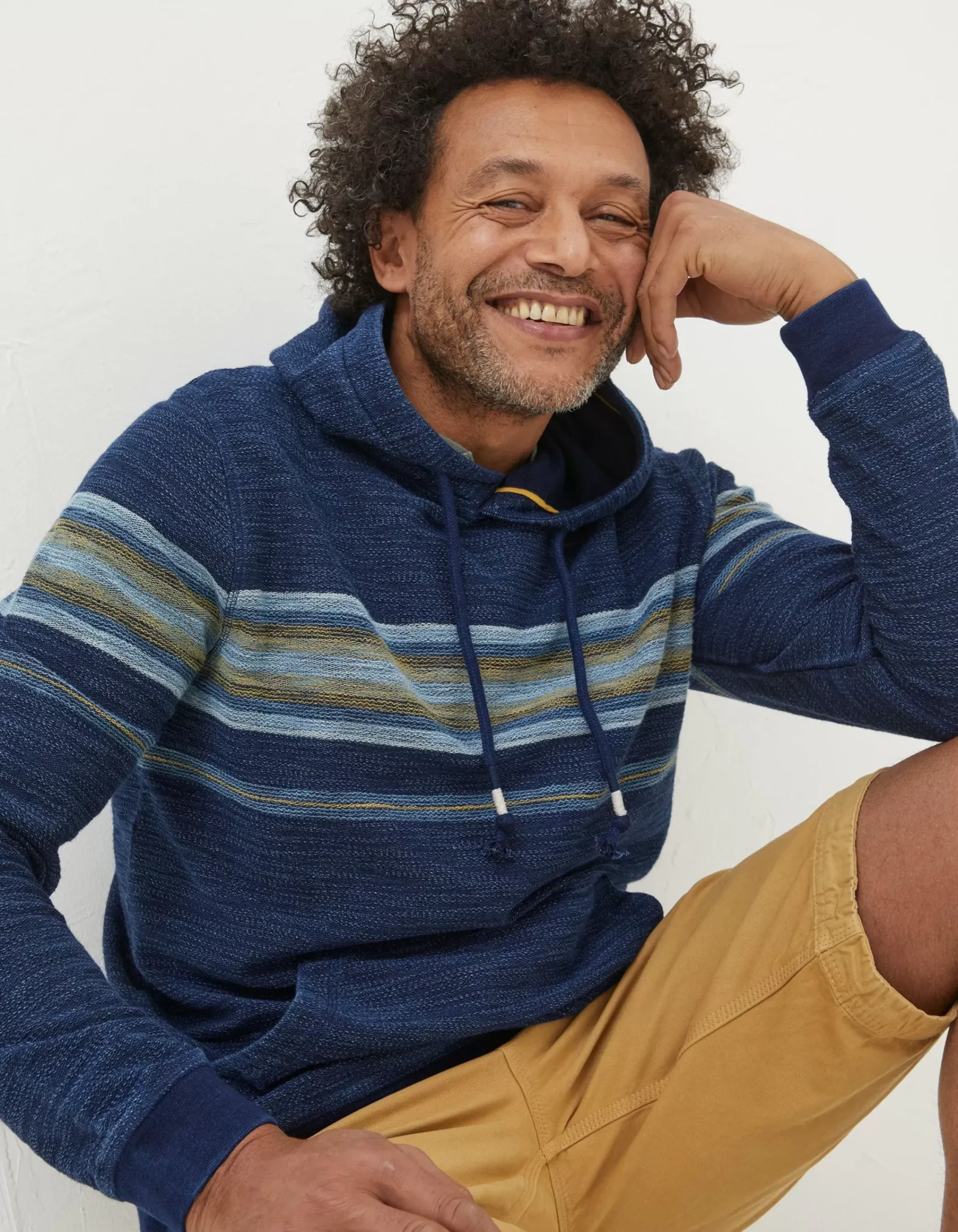FatFace Trescowe Indigo Stripe Hoodie Indigo Blue